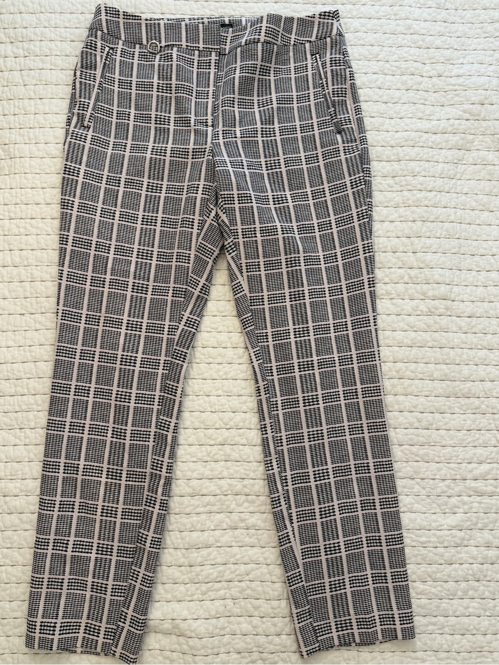 Adrianna Papell Black and White Plaid Trousers